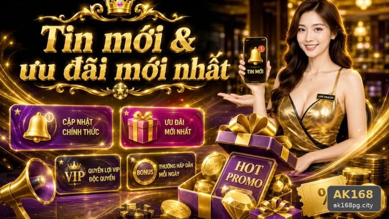 Hướng Dẫn Người Mới Kiểm Tra Giao Diện Và Đọc Tin Tức AK168 Trên ak168pg.city Khi Theo Dõi Ưu Đãi